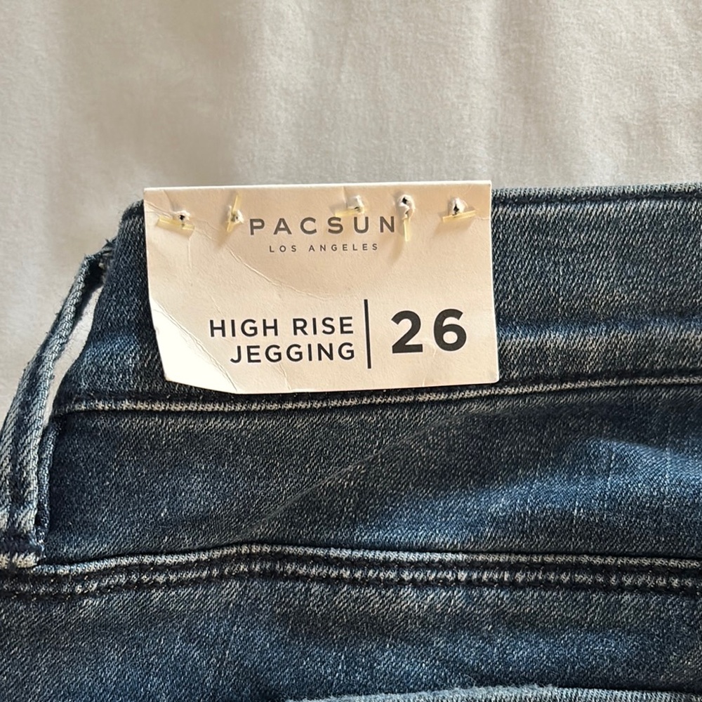 PacSun High Rise Blue Distressed Jeans - Picture 3 of 4